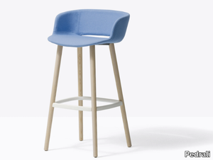 BABILA 2758/2 - High upholstered fabric stool with back _ Pedrali