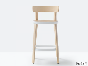 FOLK 2936 - High ash stool with back _ Pedrali