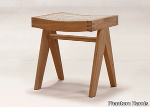 LOW CANE STOOL - Teak and natural cane stool _ Phantom Hands