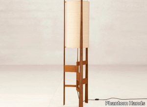 X + L 04 - Handmade floor lamp in teak and silk _ Phantom Hands