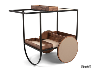 MAGENTA - Walnut and leather food trolley _ Pinetti