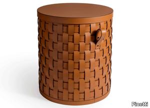 DEMETRA - Regenerated leather round laundry basket with lid _ Pinetti