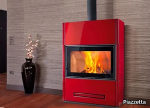 BERNA - Wood-burning wall-mounted steel stove Class A _ Piazzetta