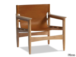 ZANZIBAR - Tanned leather easy chair with armrests _ Pilma