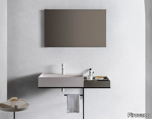 ELEMENT 105 - Rectangular single composite material washbasin with towel rail _ Pirovano