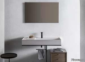 ELEMENT 107 - Rectangular wall-mounted composite material washbasin with towel rail _ Pirovano