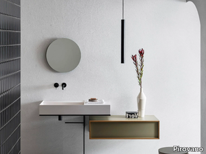 ELEMENT 108 - Wall-mounted rectangular composite material washbasin with towel rail _ Pirovano