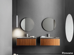 LINEAR 102 - Single porcelain stoneware vanity unit with mirror _ Pirovano