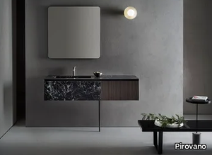 LINEAR 103 - Single porcelain stoneware vanity unit with mirror _ Pirovano