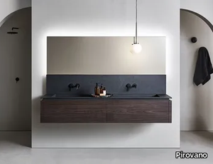 SQUARE 101 - Bathroom composition with double washbasin, drawers and towel rack _ Pirovano