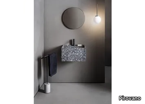 PILAR 106 - Bathroom composition with marble grit washbasin, lamp and towel holder _ Pirovano