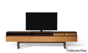 FIDELIO - Tanned leather TV cabinet with drawers _ Poltrona Frau