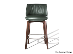 ARCHIBALD - High upholstered leather stool with footrest _ Poltrona Frau