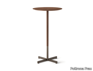 BOB BISTROT - Round walnut high table with 4-star base _ Poltrona Frau