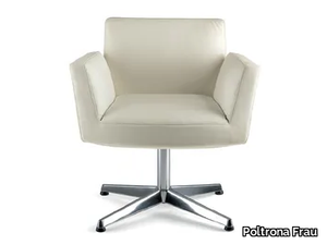 CHANCELLOR - Swivel with 4-spoke base leather easy chair with armrests _ Poltrona Frau