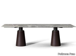 MESA DUE - Rectangular dining table with marble top _ Poltrona Frau