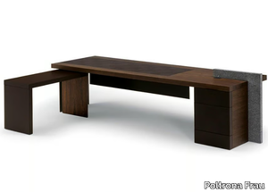 H_O DESK - Rectangular wooden executive desk with drawers _ Poltrona Frau