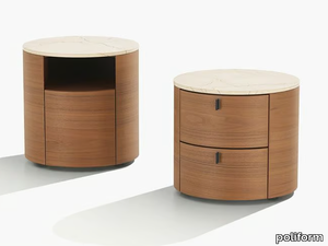 ONDA - Wood veneer bedside table with drawers _ Poliform