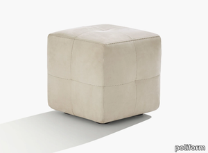 ONDA - Upholstered leather pouf _ Poliform