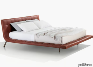 ONDA - Leather double bed with tufted headboard _ Poliform