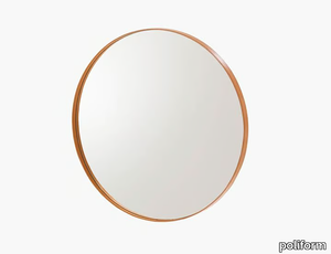 CIRCLE - Round framed wall-mounted tanned leather mirror _ Poliform