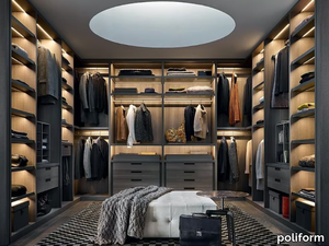 SENZAFINE - Sectional wooden walk-in wardrobe _ Poliform