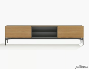 CODE - Low wooden TV cabinet with drawers _ Poliform