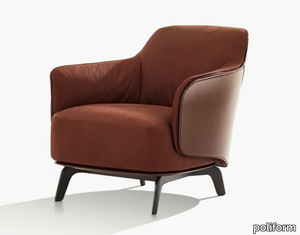 KAORI - Leather armchair with armrests _ Poliform