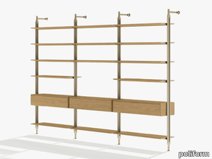 LEXINGTON - Open wall-mounted wooden bookcase with drawers _ Poliform