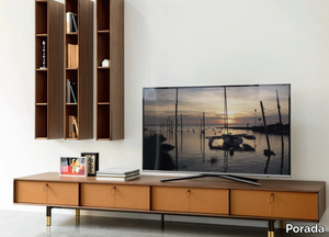 BAYUS - Low walnut TV cabinet with drawers _ Porada