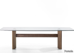 BEAM - Rectangular wood and glass table _ Porada