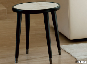 BIGNÈ - Round solid wood coffee table and marble top _ Porada