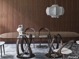 INFINITY - Oval solid wood table and crystal top _ Porada