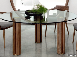 QUADRIFOGLIO 3 - Round crystal dining table and crystal top _ Porada