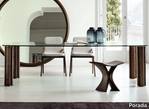 QUADRIFOGLIO - Rectangular ash table and crystal top _ Porada