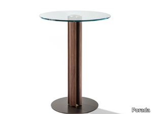 QUADRIFOGLIO BISTROT - High table in canaletta walnut and glass top _ Porada