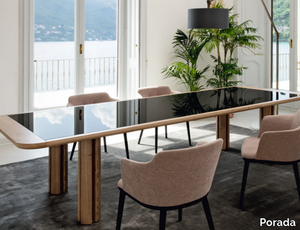 QUADRIFOGLIO - Rectangular ash table with glass insert _ Porada