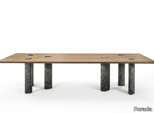 OSMOSE - Wooden and marble dining table _ Porada