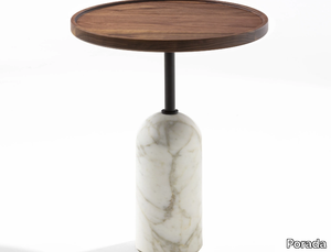 EKERO - Carrara marble coffee table and canaletta walnut top _ Porada