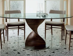 ELIKA - Oval solid wood table and crystal top _ Porada