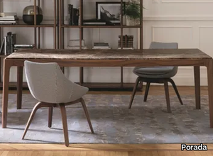 ZIGGY - Rectangular table in walnut and marble top _ Porada