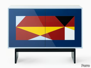 LINEA - Inlaid cellulose acetate sideboard with doors _ Porro