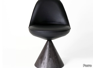 ROMBY - Swivel solid wood and leather chair _ Porro