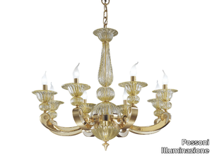 AMY 267/8 - Gold/satin gold plated chandelier with clear crystal _ Possoni Illuminazione