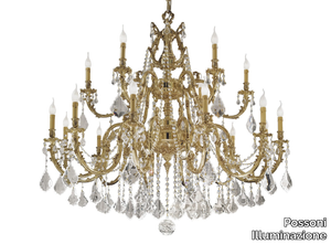 ASHFORD 090/12+6-SH/P - French gold chandelier with Schoeler crystals _ Possoni Illuminazione