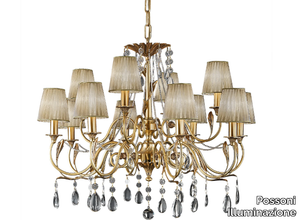 DAISY 3039/8+4 - Antique French Gold chandelier with crystals and shades _ Possoni Illuminazione
