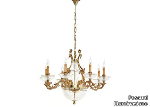 DORALEE 1662/8+2 - French gold finish chandelier with cracked glass _ Possoni Illuminazione