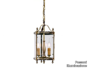 EMILY 448/3 - Antique brass lantern with glass _ Possoni Illuminazione