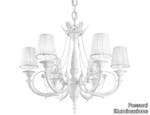 GINEVRA 859/6 - White lacquered chandelier with shades _ Possoni Illuminazione