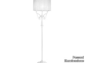 GINEVRA 859/P3 - White lacquered floor lamp with shade _ Possoni Illuminazione